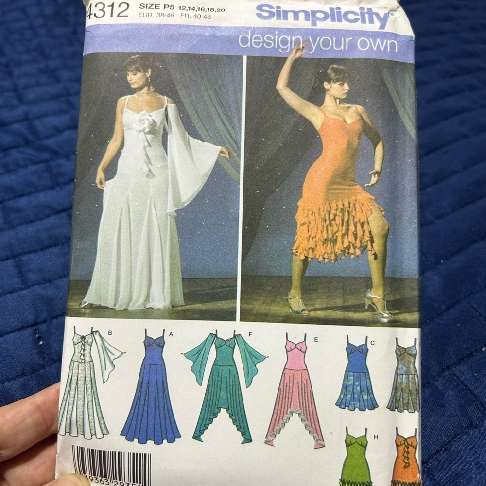 Simplicity 4312 out of print- sew your own dance dress variations - uncut